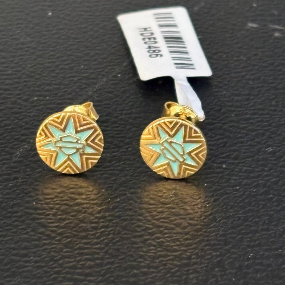 HARLEY DAVIDSON STERLING SILVER POST ENAMEL EARRINGS
